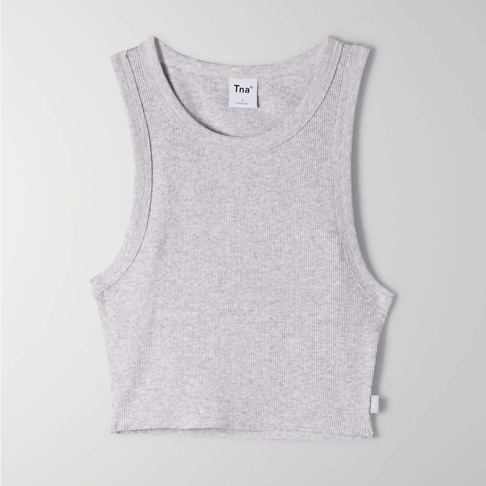 Aritzia Tna Gray Ribbed Tank Top
